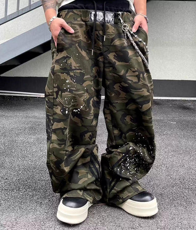 Dual-Waist Splatters Camouflage Cargo Pants Korean Street Fashion Pants By Dark Fog Shop Online at OH Vault