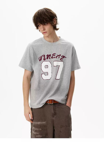 97 Number Print Washed T-Shirt Korean Street Fashion T-Shirt By 77Flight Shop Online at OH Vault