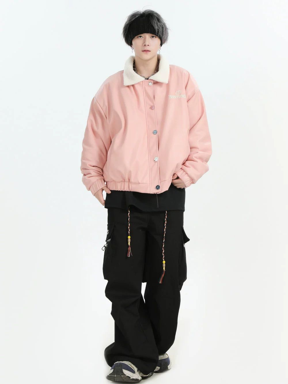 Assorted Buttons PU Leather Jacket Korean Street Fashion Jacket By INS Korea Shop Online at OH Vault