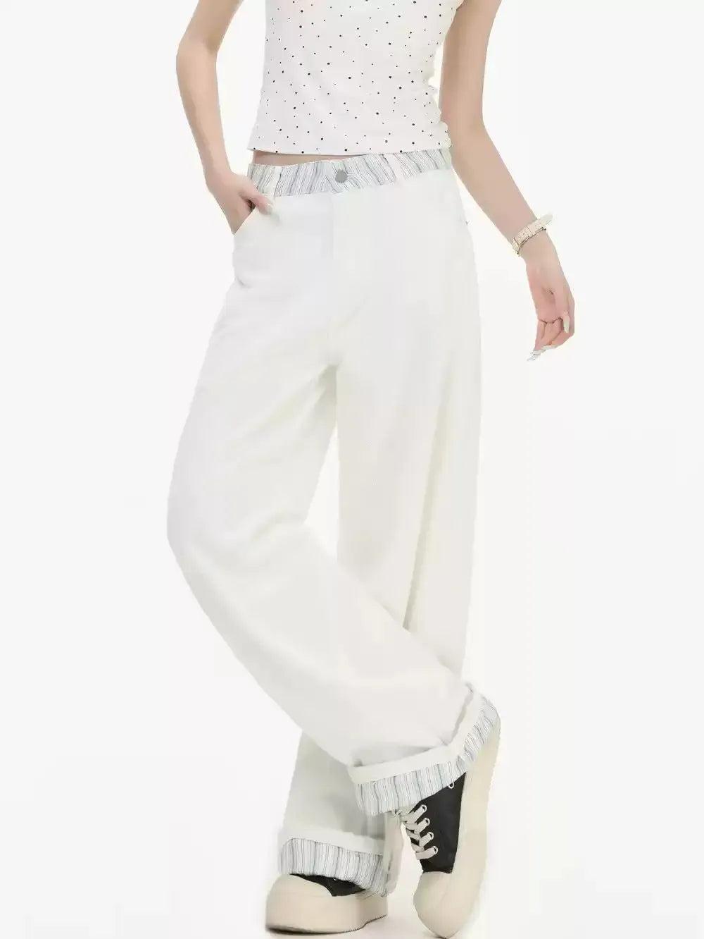 Spliced Straight Cut Jeans Korean Street Fashion Jeans By INS Korea Shop Online at OH Vault