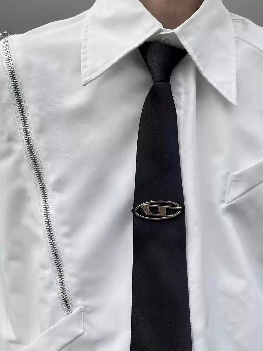 3D Metal Logo Tie Korean Street Fashion Tie By Tian Tian Shop Online at OH Vault