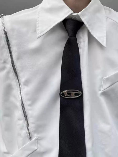 3D Metal Logo Tie Korean Street Fashion Tie By Tian Tian Shop Online at OH Vault