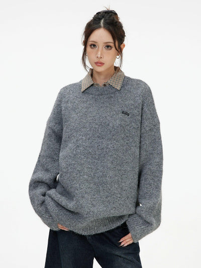 Logo Ribbed Hem Sweater Korean Street Fashion Sweater By INS Korea Shop Online at OH Vault