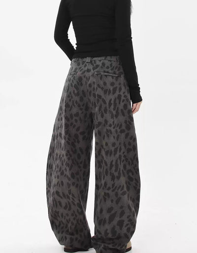 Leopard Print Wide Leg Jeans Korean Street Fashion Jeans By Blacklists Shop Online at OH Vault