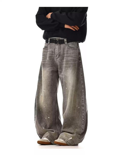 Washed Paint Splash Jeans Korean Street Fashion Jeans By MEBXX Shop Online at OH Vault