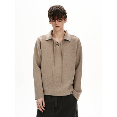 Lace-Up Casual Fit Polo Korean Street Fashion Polo By MaxDstr Shop Online at OH Vault
