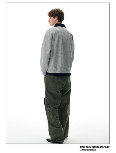 Plain Boxy Fit Half-Zip