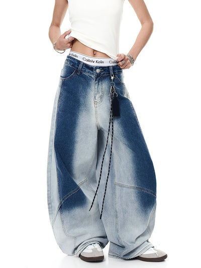 Faded Highlight Loose Jeans Korean Street Fashion Jeans By Blacklists Shop Online at OH Vault