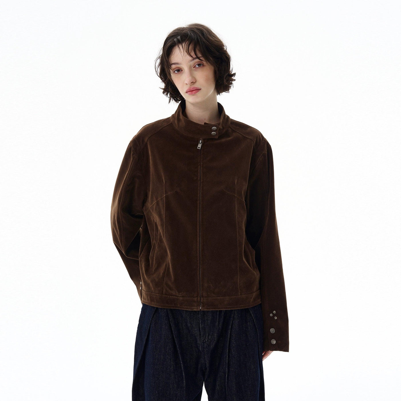 Sleek Stand Collar Zipped Jacket Korean Street Fashion Jacket By 77Flight Shop Online at OH Vault