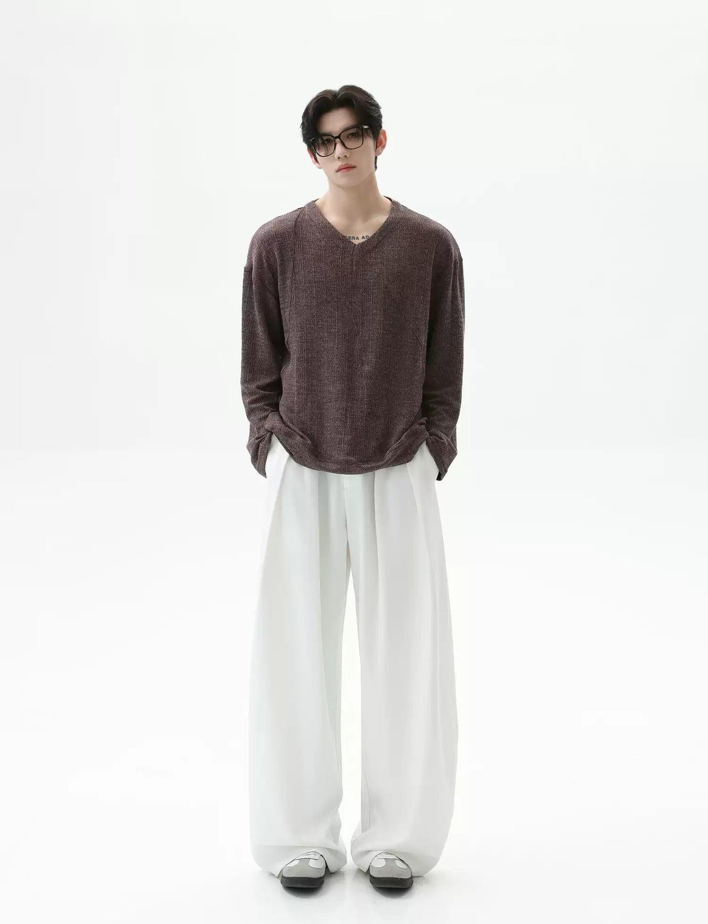 Irregular Structure V-Neck Sweater Korean Street Fashion Sweater By Turn Tide Shop Online at OH Vault