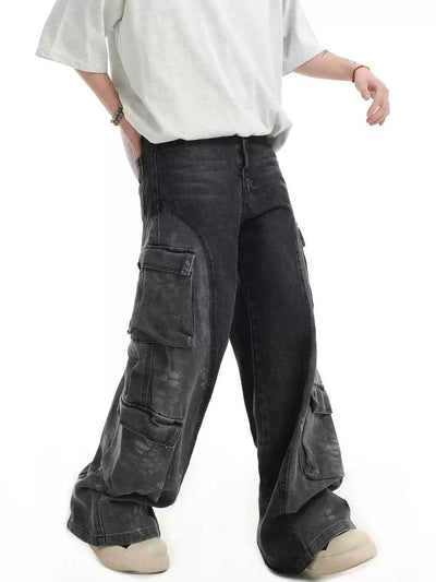 Spliced Washed Cargo Jeans Korean Street Fashion Jeans By INS Korea Shop Online at OH Vault