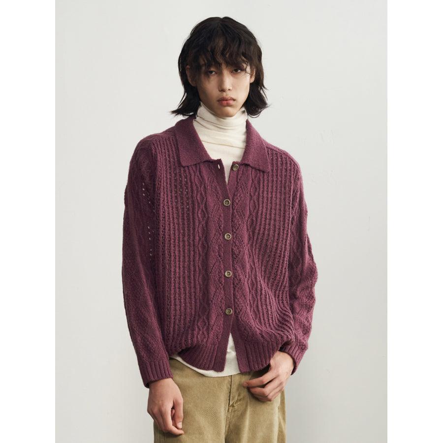 Patterned Plain Color Knit Cardigan Korean Street Fashion Cardigan By 11St Crops Shop Online at OH Vault
