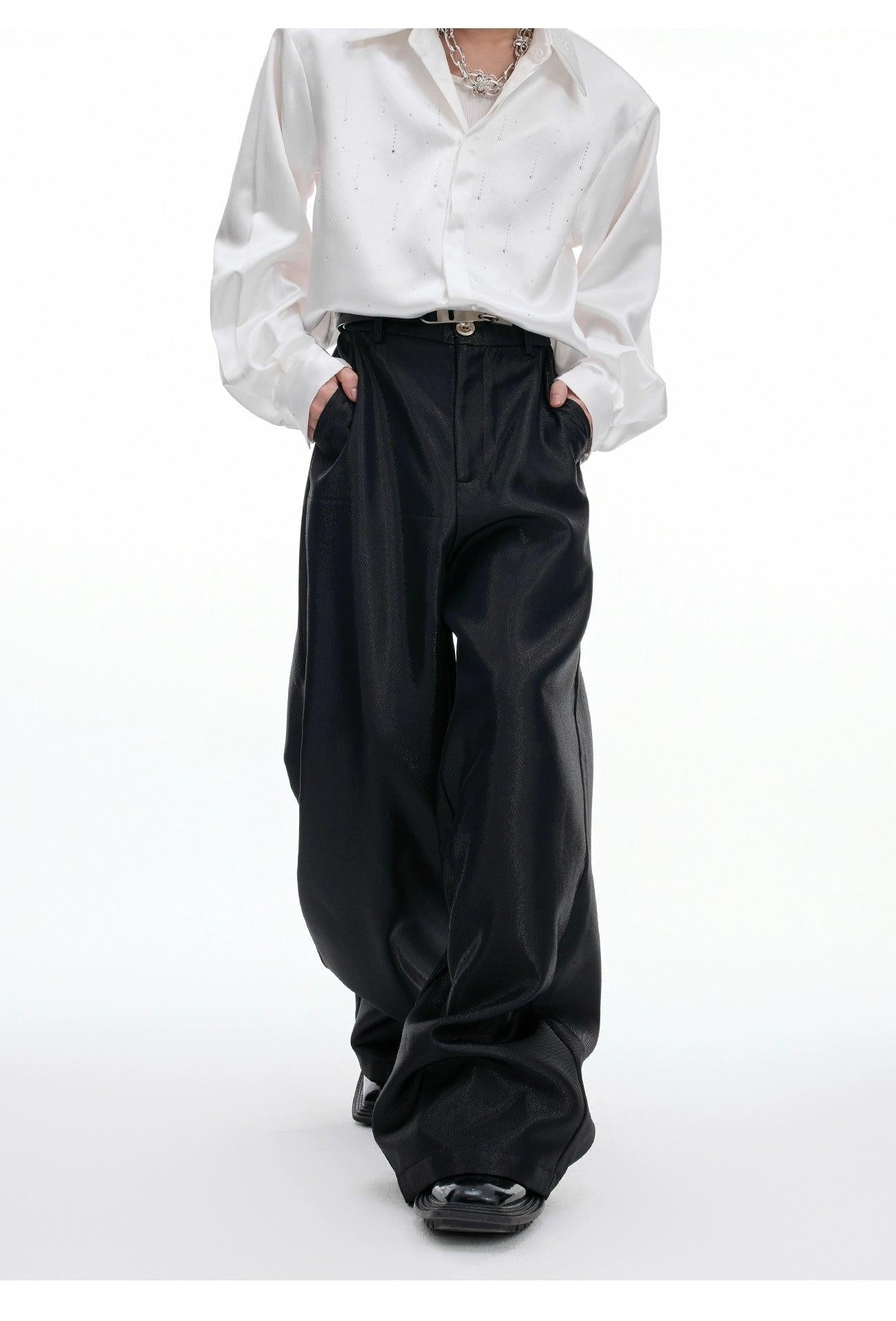 Glossy Drape Loose Fit Pants Korean Street Fashion Pants By Argue Culture Shop Online at OH Vault