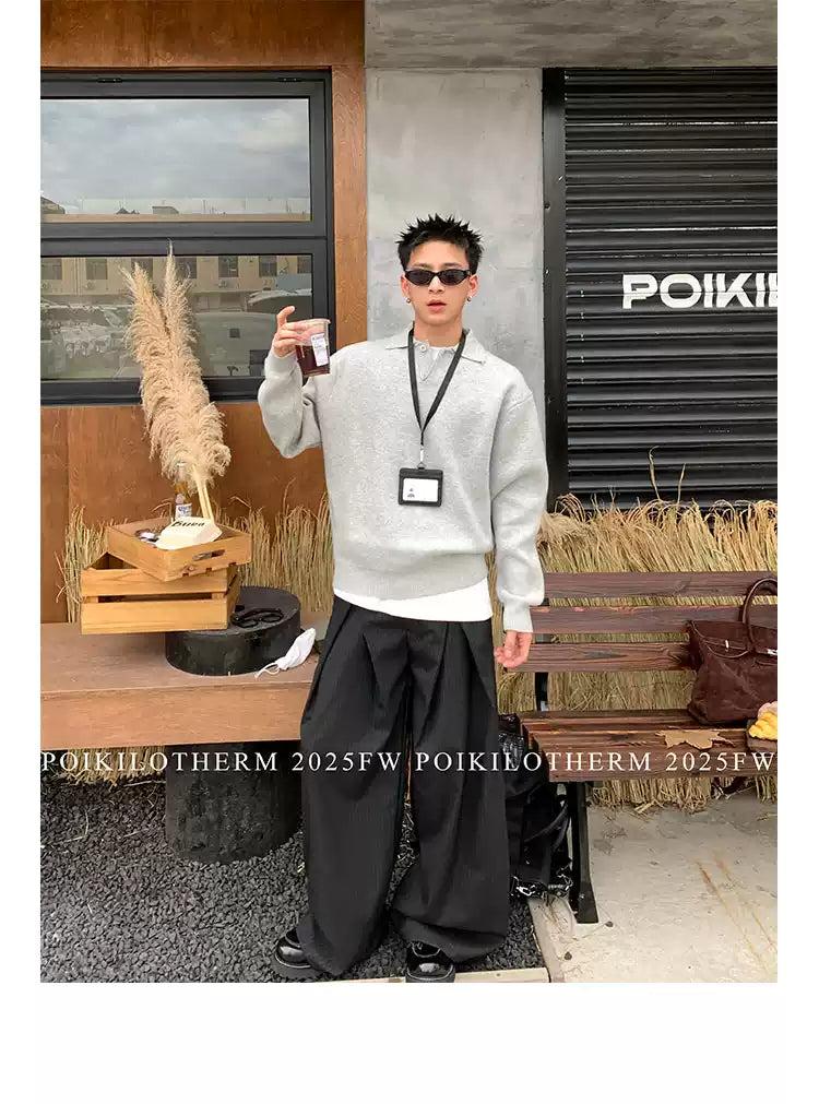 Plain Ribbed Hem Polo Korean Street Fashion Polo By Poikilotherm Shop Online at OH Vault