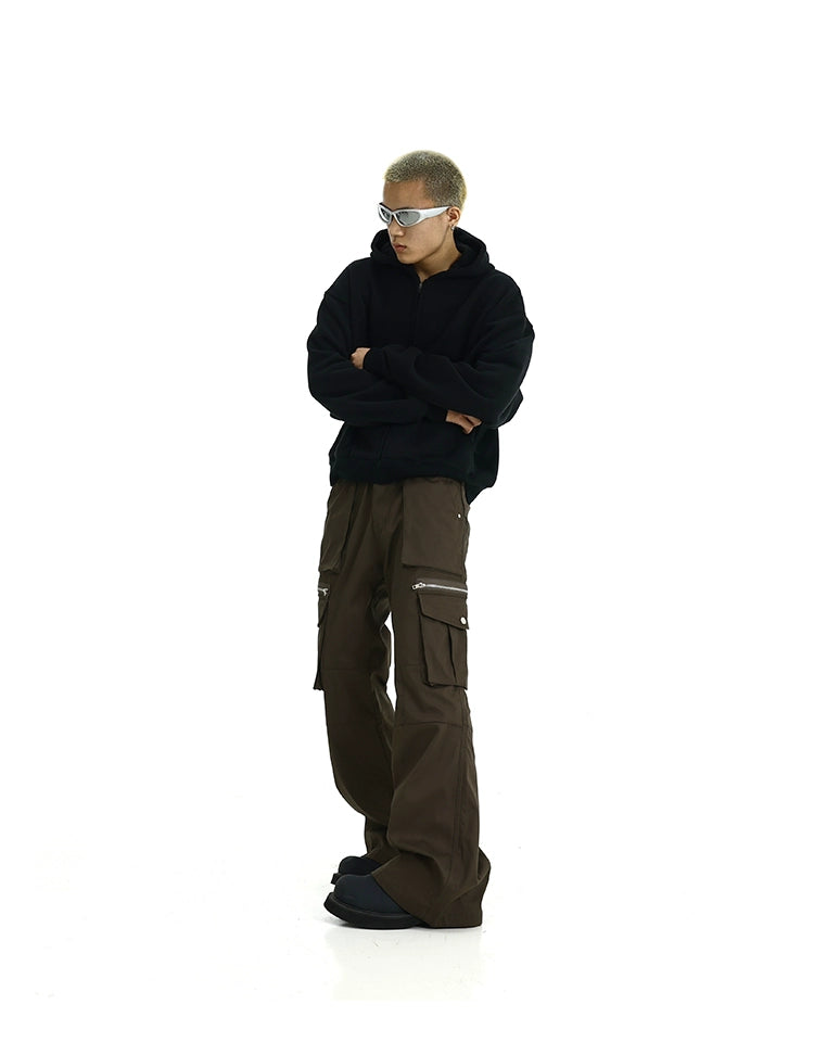Zipped Multi-Pocket Cargo Pants Korean Street Fashion Pants By MEBXX Shop Online at OH Vault