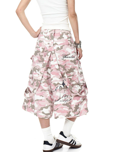 Strap & Pocket Camouflage Cargo Shorts Korean Street Fashion Shorts By Blacklists Shop Online at OH Vault