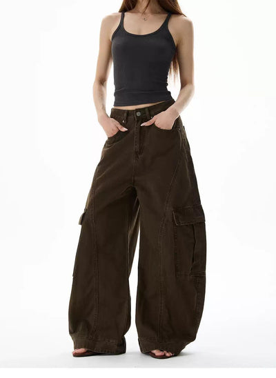 Structured Seam Cargo Jeans Korean Street Fashion Jeans By 77Flight Shop Online at OH Vault