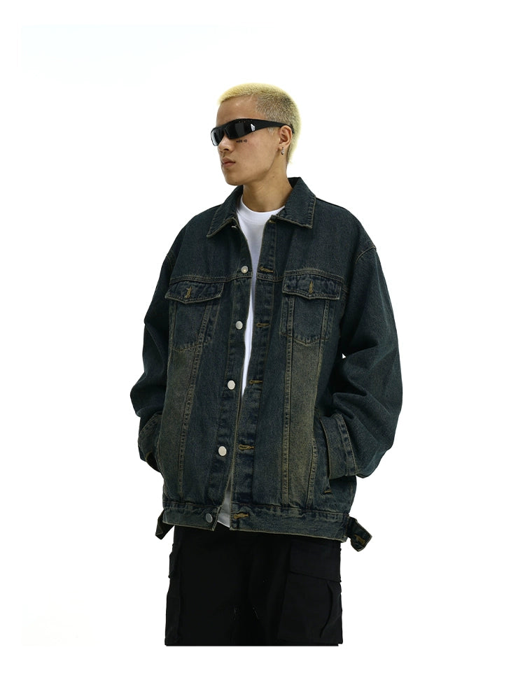 Vintage Washed Denim Jacket Korean Street Fashion Jacket By MEBXX Shop Online at OH Vault