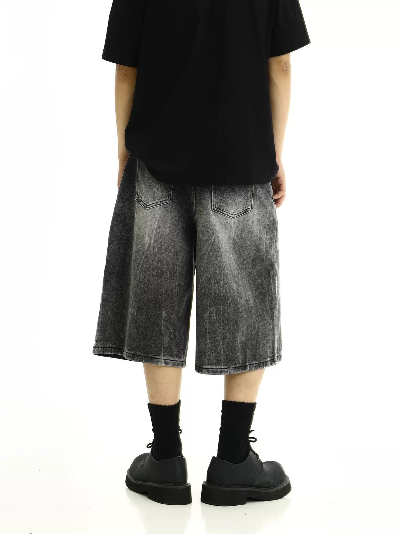 Splashed Washed Denim Shorts Korean Street Fashion Shorts By MEBXX Shop Online at OH Vault