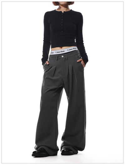 Fold Pleats Slant Pocket Trousers Korean Street Fashion Trousers By Mr Nearly Shop Online at OH Vault