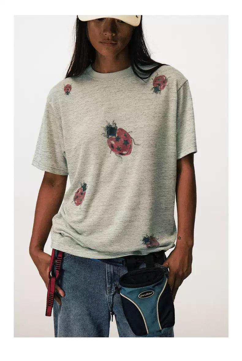 Ladybugs Print T-Shirt Korean Street Fashion T-Shirt By Conp Conp Shop Online at OH Vault