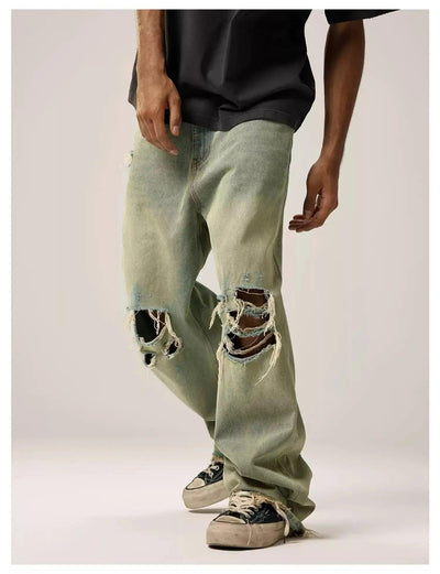 Sand Wash Ripped Knee Jeans Korean Street Fashion Jeans By Remedy Shop Online at OH Vault