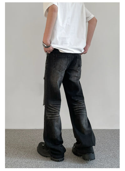 Clean Fit Washed & Distressed Jeans Korean Street Fashion Jeans By A PUEE Shop Online at OH Vault