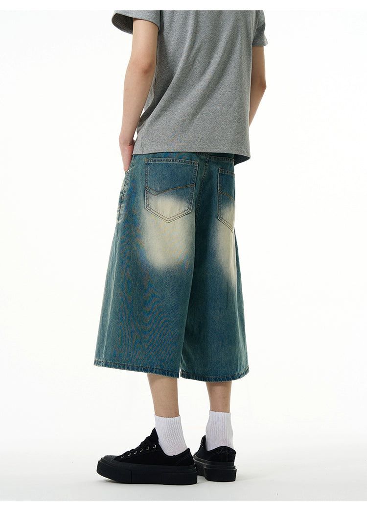 Large Fade Denim Shorts Korean Street Fashion Shorts By 77Flight Shop Online at OH Vault