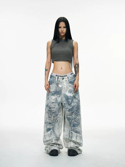 3D Print Detail Effect Pants Korean Street Fashion Pants By PeopleStyle Shop Online at OH Vault