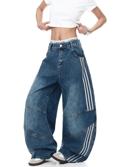 Structured Striped Side Detail Jeans Korean Street Fashion Jeans By Blacklists Shop Online at OH Vault