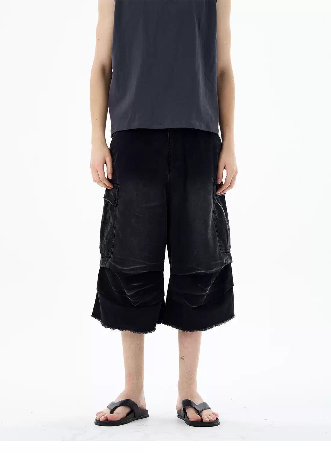 Casual Pleated Cargo Shorts Korean Street Fashion Shorts By 77Flight Shop Online at OH Vault