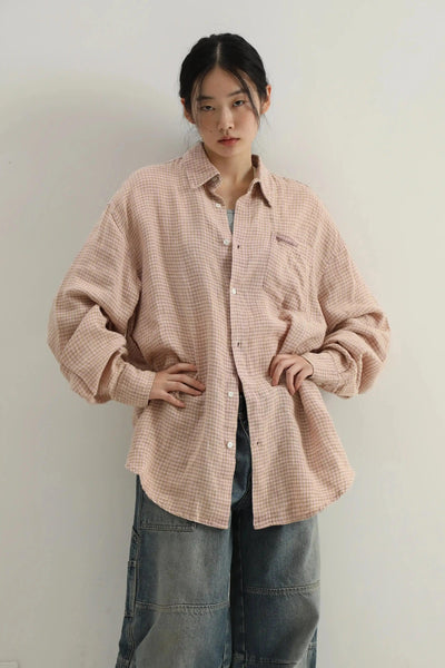 Linen Plaid Casual Shirt Korean Street Fashion Shirt By Mason Prince Shop Online at OH Vault