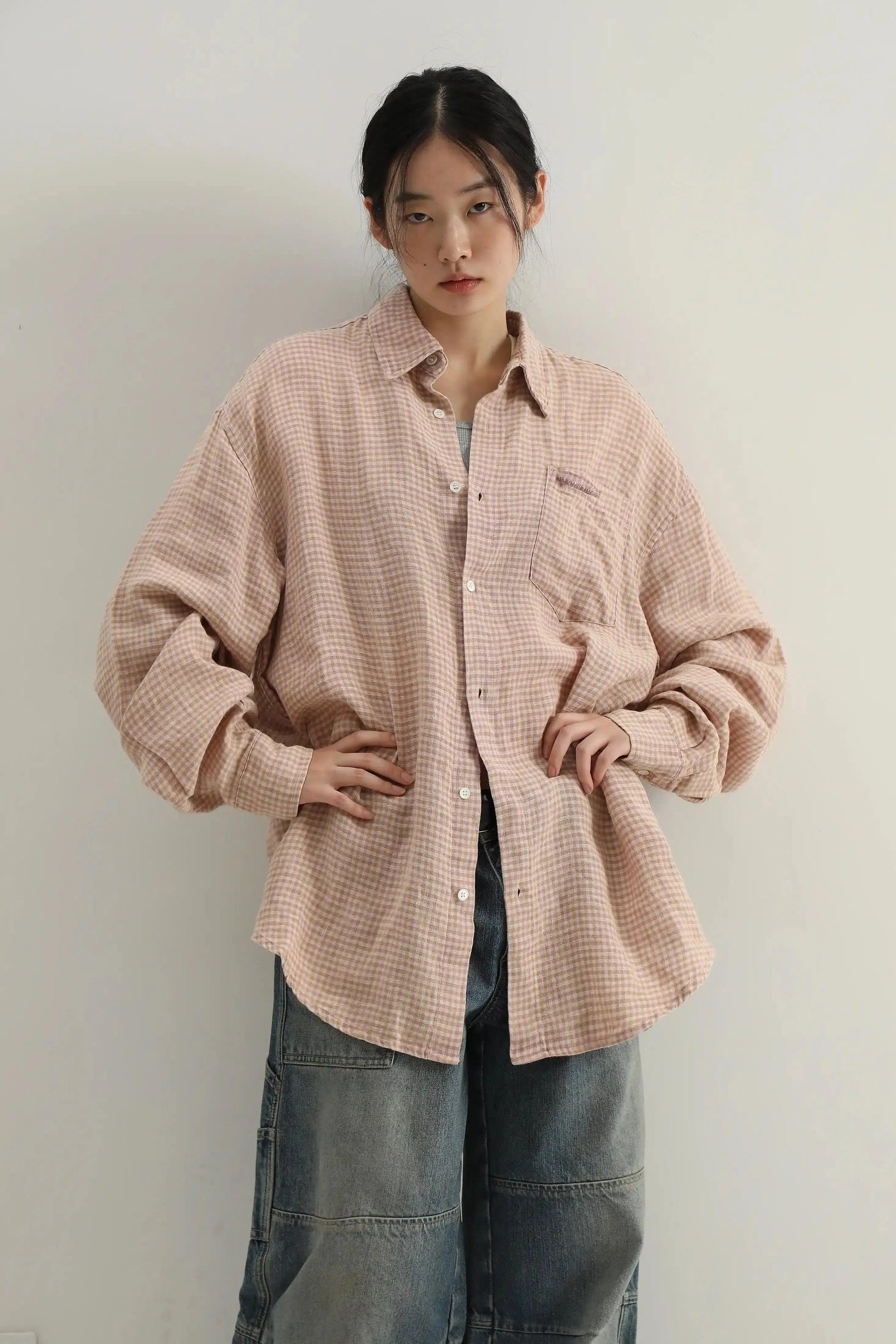 Linen Plaid Casual Shirt Korean Street Fashion Shirt By Mason Prince Shop Online at OH Vault