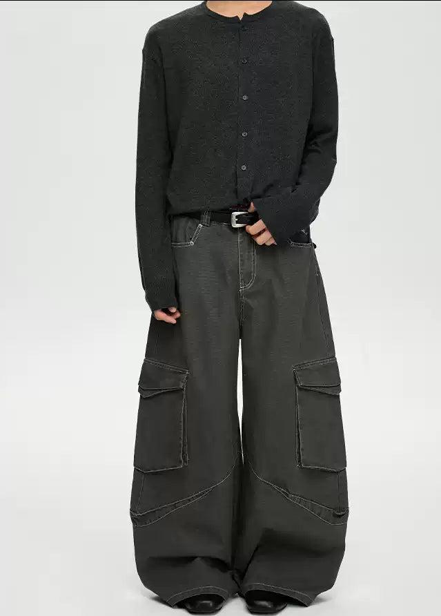 Flap Pocket Baggy Fit Cargo Pants Korean Street Fashion Pants By A PUEE Shop Online at OH Vault