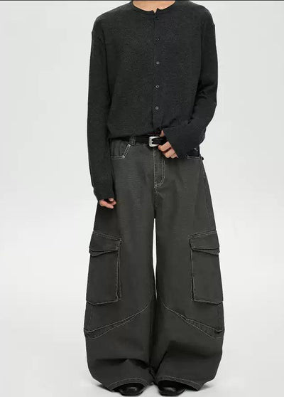 Flap Pocket Baggy Fit Cargo Pants Korean Street Fashion Pants By A PUEE Shop Online at OH Vault
