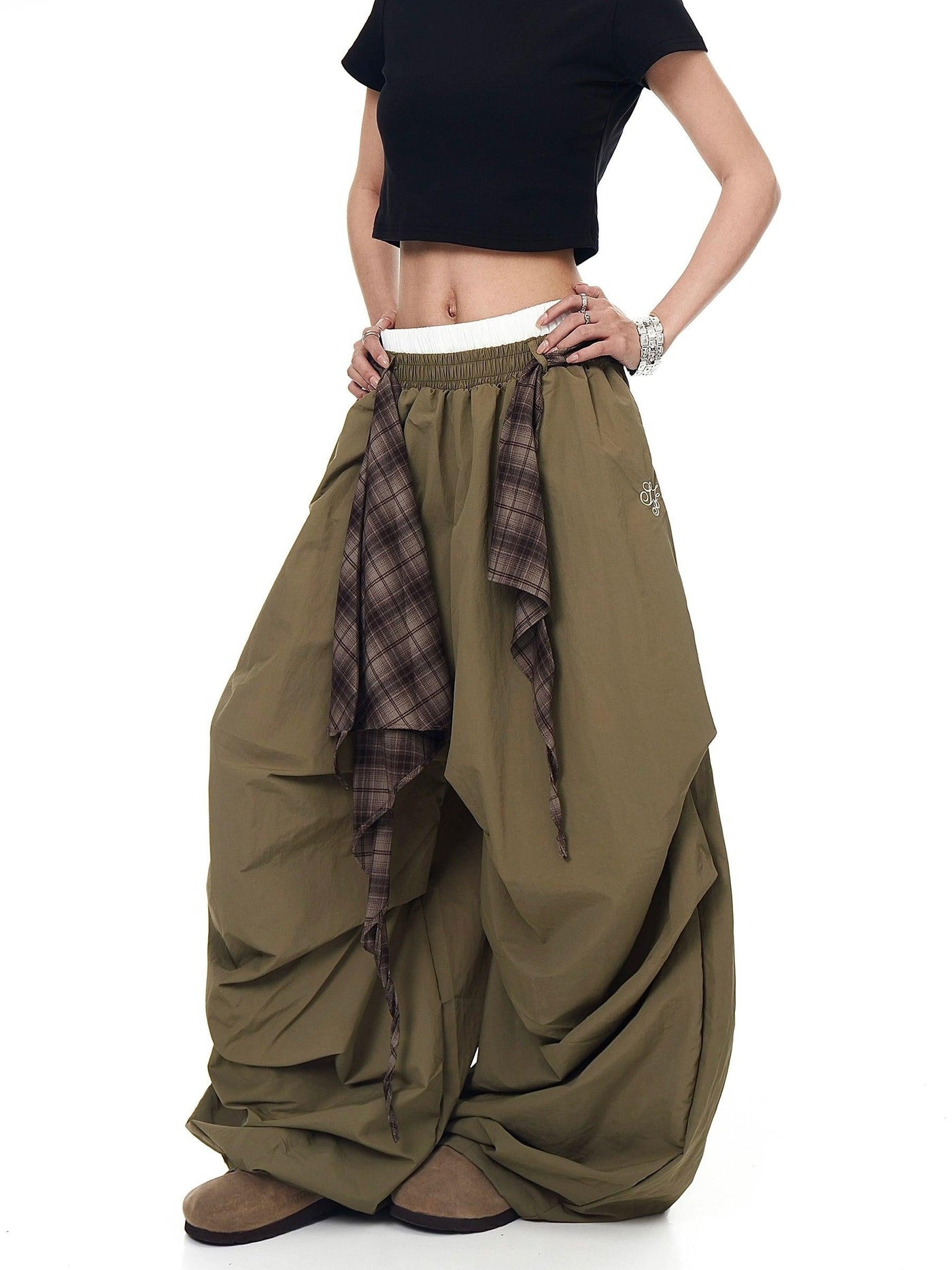 Plaid Belt Loose Track Pants Korean Street Fashion Pants By Blacklists Shop Online at OH Vault