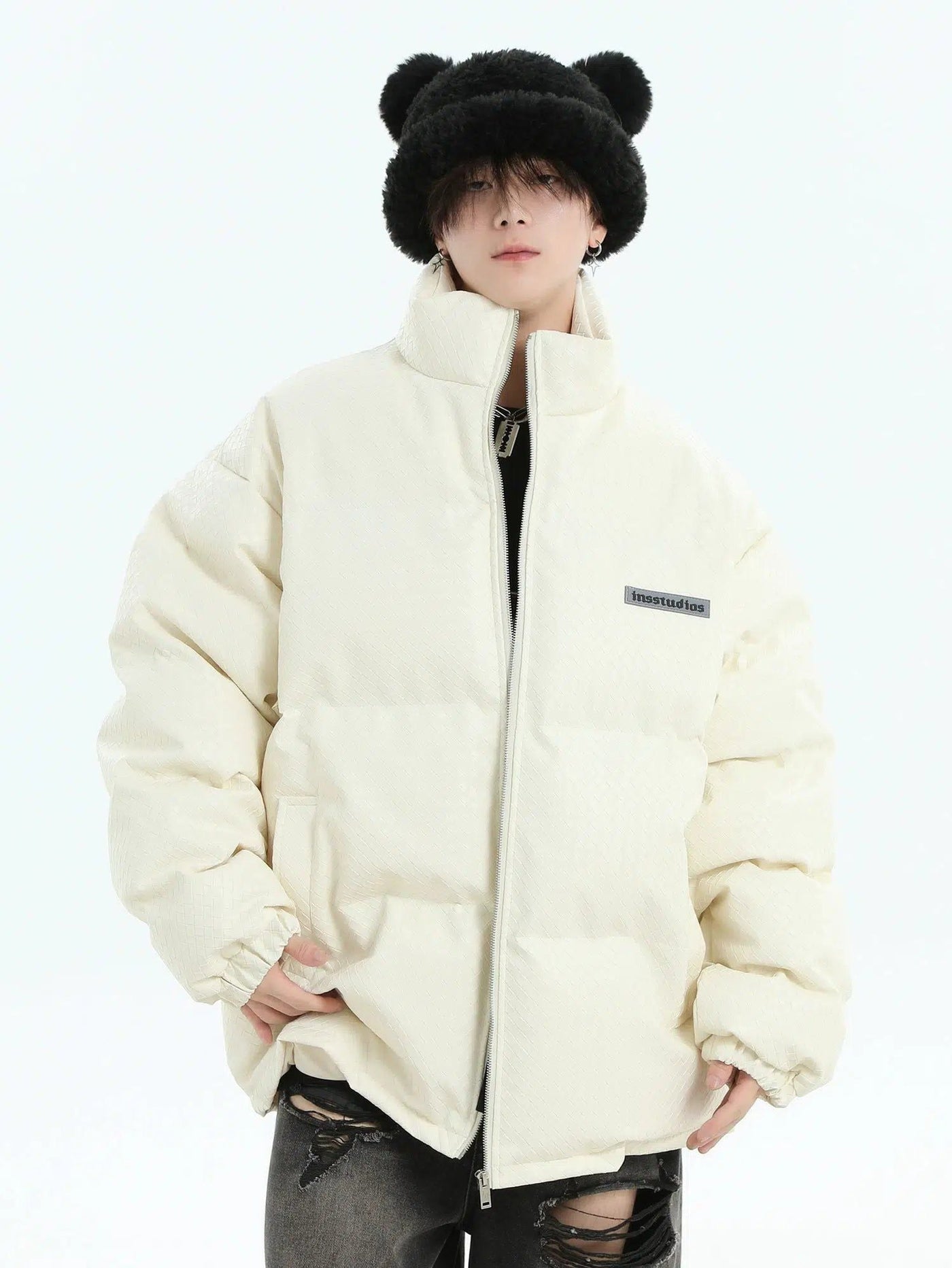 Quilted Textured Puffer Jacket Korean Street Fashion Jacket By INS Korea Shop Online at OH Vault