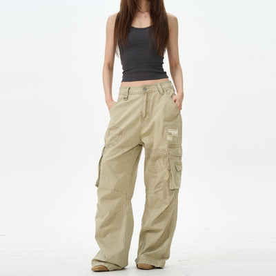 Sphere Graphic Ripped Cargo Pants Korean Street Fashion Pants By 77Flight Shop Online at OH Vault