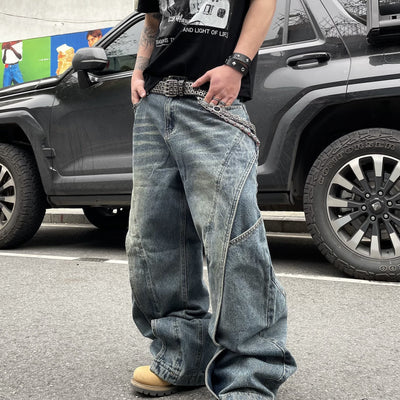 Washed Side Split Jeans Korean Street Fashion Jeans By Dark Fog Shop Online at OH Vault