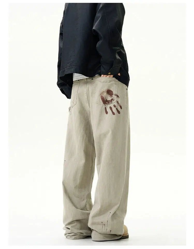 Casual Paint Smudged Pants Korean Street Fashion Pants By A PUEE Shop Online at OH Vault