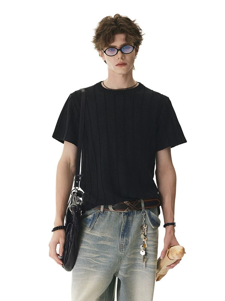 Lined Relaxed Fit T-Shirt Korean Street Fashion T-Shirt By Cro World Shop Online at OH Vault