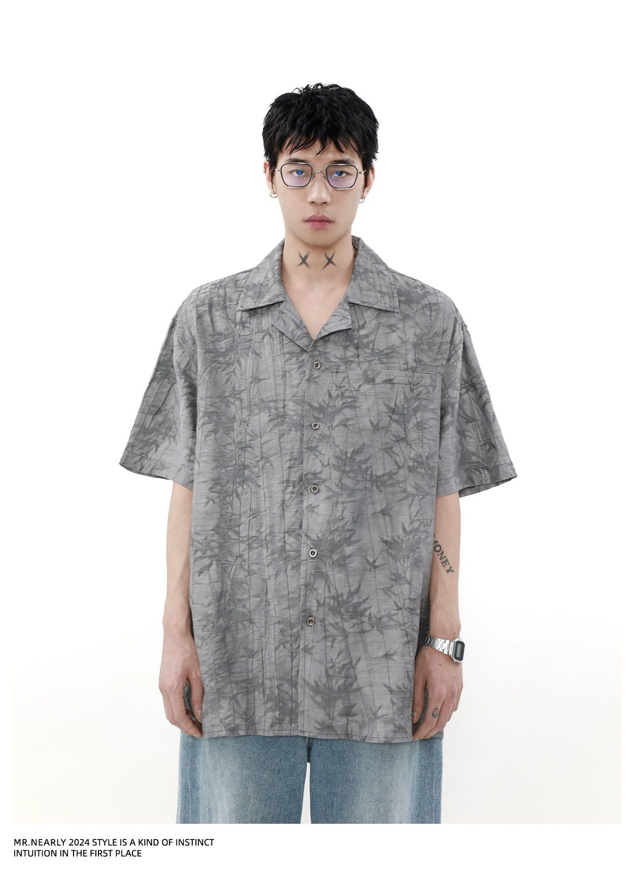 Bamboo Textured Shirt Korean Street Fashion Shirt By Mr Nearly Shop Online at OH Vault