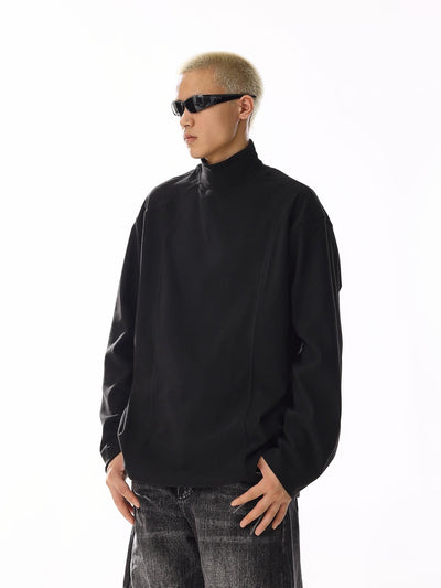 Solid Seam Detail Mockneck Korean Street Fashion Mockneck By MEBXX Shop Online at OH Vault