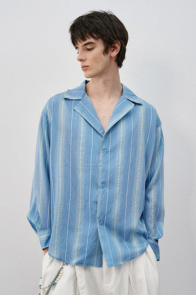 Vertical Striped Pattern Regular Fit Shirt Korean Street Fashion Shirt By MaxDstr Shop Online at OH Vault