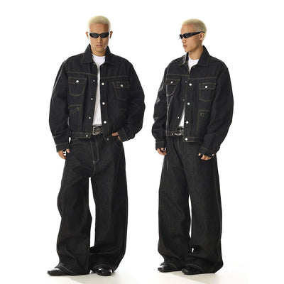 Top-Stitching Denim Jacket Korean Street Fashion Jacket By MEBXX Shop Online at OH Vault