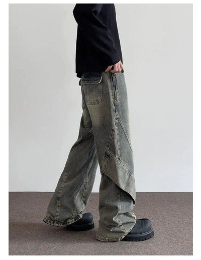 Distressed Stitched Detail Jeans Korean Street Fashion Jeans By A PUEE Shop Online at OH Vault