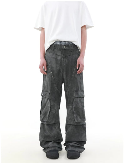 Multi-Detail Washed Cargo Pants Korean Street Fashion Pants By Mr Nearly Shop Online at OH Vault