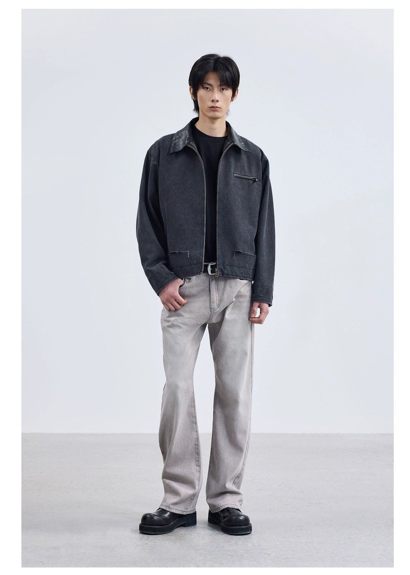 PU Leather Collar Multi Zipped Pocket Jacket Korean Street Fashion Jacket By Terra Incognita Shop Online at OH Vault