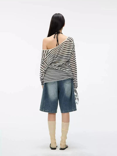 B&W Striped Long Sleeve T-Shirt Korean Street Fashion T-Shirt By Jump Next Shop Online at OH Vault