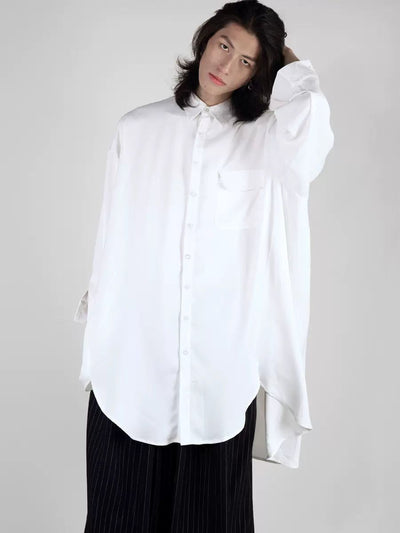 Flap Pocket Flowy Shirt Korean Street Fashion Shirt By SAWong Shop Online at OH Vault